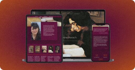 Mockup of Olwenn Manac'h's website on phone, tablet and laptop